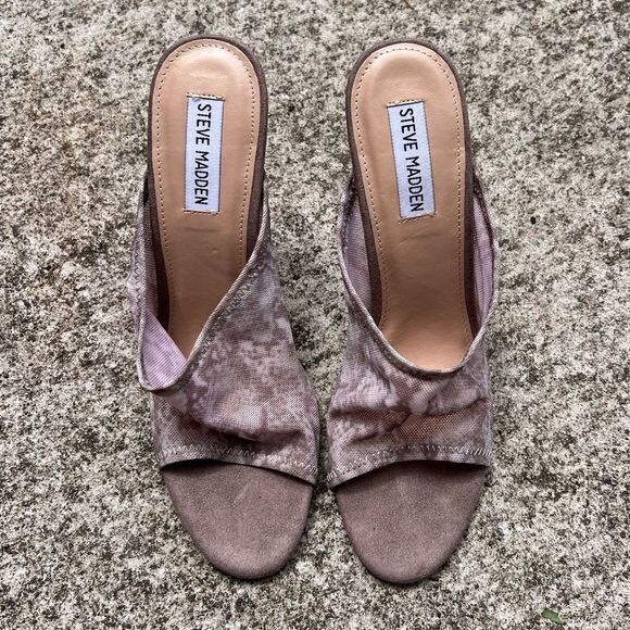 Steve Madden Greenish Brown‎ Snake Sling Sandal Heel Size 9.5 - Picture 1 of 10